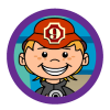 Firefighters theme icon, kid firefighter