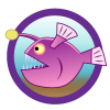 Fish theme icon, purple fish