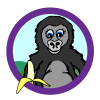 Gorilla theme icon, gorilla with a banana